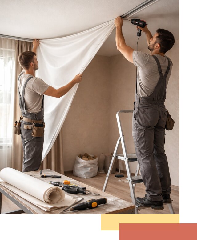 Замена полотна натяжного потолка в Шуе быстро и качественно