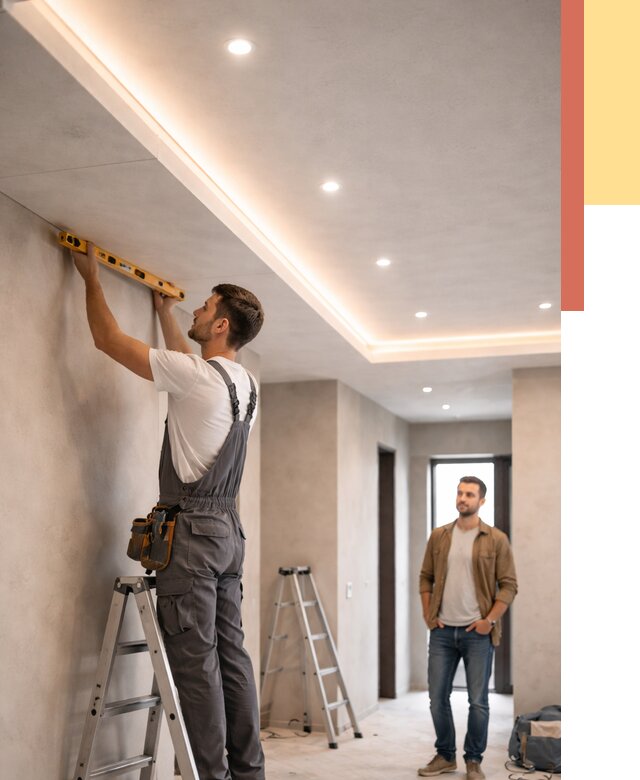 Потолок из гипсокартона с подсветкой в Шуе от 771 руб./м2 под ключ | ОТДЕЛОЧНИК-Шуя