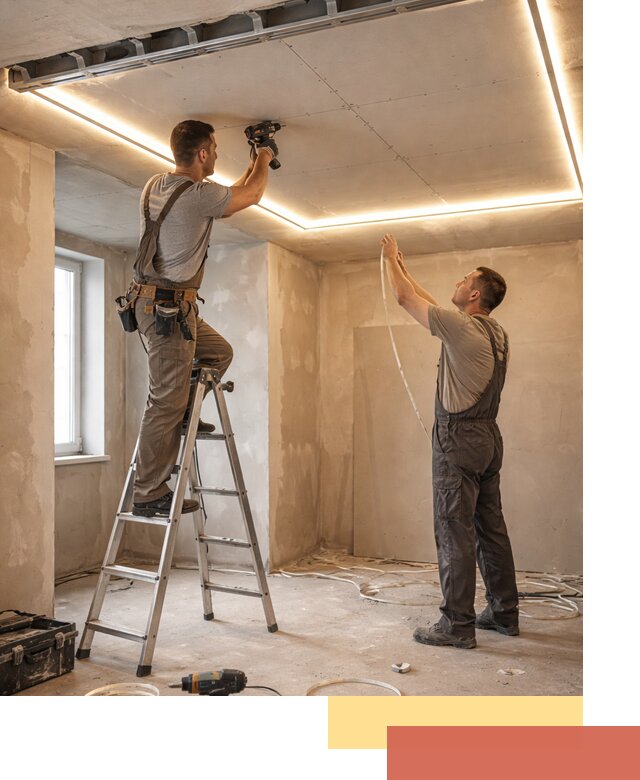 Потолок из гипсокартона с подсветкой в Шуе