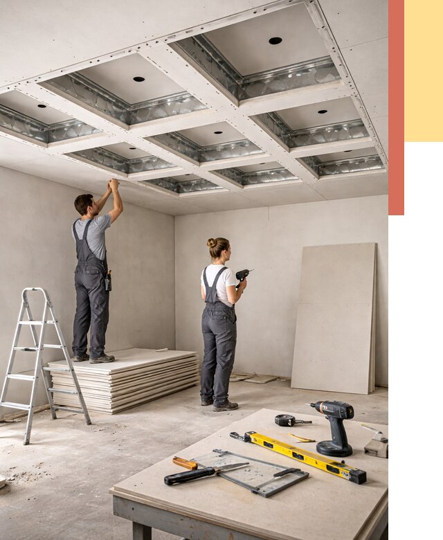 Кессонный потолок из гипсокартона в Шуе от 1902 руб. — монтаж и под ключ | ОТДЕЛОЧНИК-Шуя