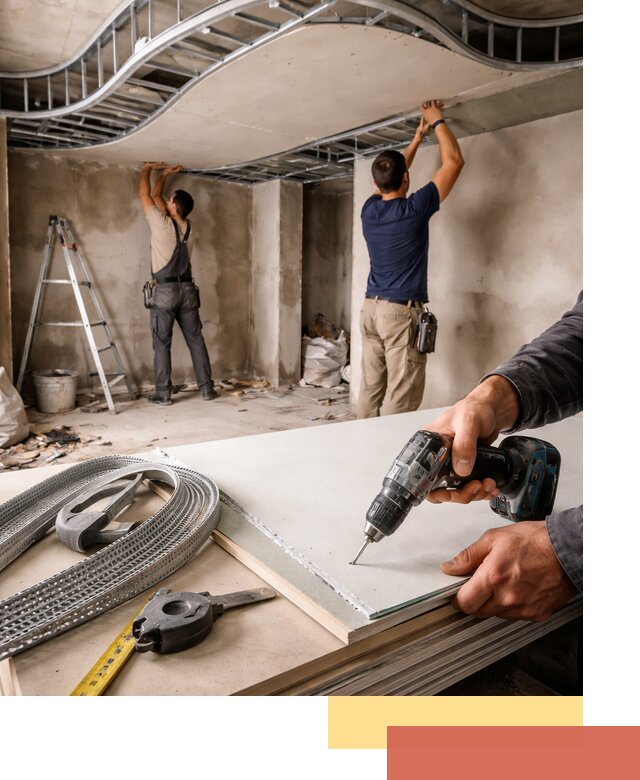 Криволинейный потолок из гипсокартона в Шуе — монтаж и отделка