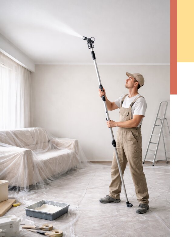 Покраска потолка краскопультом в Шуе от 4626 руб. быстро и недорого | ОТДЕЛОЧНИК-Шуя