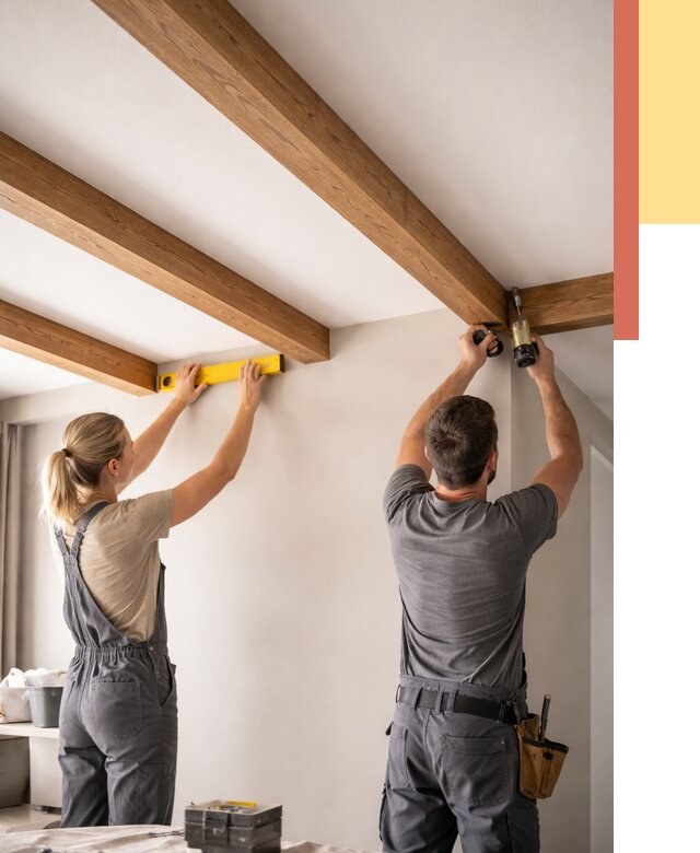 Монтаж декоративных балок на потолок в Шуе от 4318 руб. — ОТДЕЛОЧНИК-Шуя